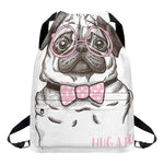 Cute Pug With Glasses Print Drawstring Backpack