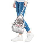 Cute Pug With Glasses Print Drawstring Bag