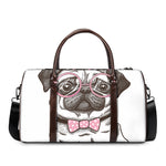 Cute Pug With Glasses Print Duffle Bag