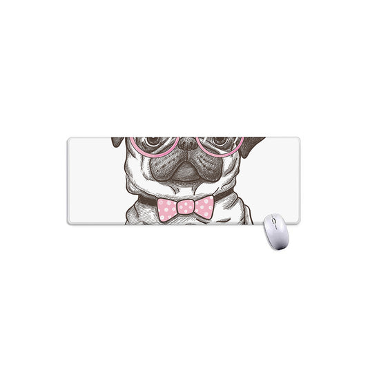Cute Pug With Glasses Print Extended Mouse Pad