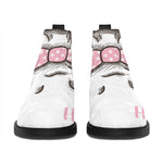 Cute Pug With Glasses Print Flat Ankle Boots