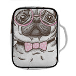 Cute Pug With Glasses Print Front Pocket Bible Bag