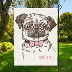 Cute Pug With Glasses Print Garden Flag