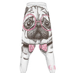 Cute Pug With Glasses Print Hammer Pants