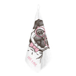 Cute Pug With Glasses Print Hand Towel