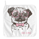 Cute Pug With Glasses Print Hand Towel