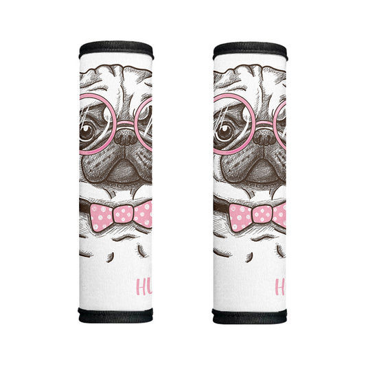 Cute Pug With Glasses Print Handle Covers