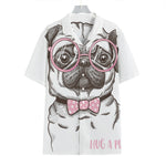 Cute Pug With Glasses Print Hawaiian Shirt
