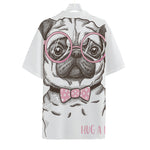 Cute Pug With Glasses Print Hawaiian Shirt