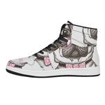 Cute Pug With Glasses Print High Top Leather Sneakers