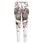 Cute Pug With Glasses Print High-Waisted Pocket Leggings