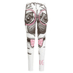 Cute Pug With Glasses Print High-Waisted Pocket Leggings