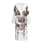 Cute Pug With Glasses Print Hooded Bathrobe