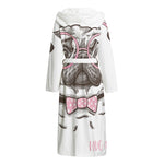 Cute Pug With Glasses Print Hooded Bathrobe