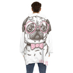 Cute Pug With Glasses Print Hoodie Blanket