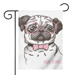 Cute Pug With Glasses Print House Flag
