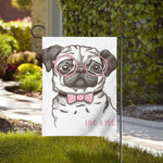 Cute Pug With Glasses Print House Flag