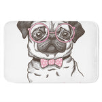 Cute Pug With Glasses Print Indoor Door Mat