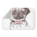 Cute Pug With Glasses Print Indoor Door Mat