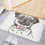 Cute Pug With Glasses Print Indoor Door Mat