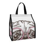 Cute Pug With Glasses Print Insulated Lunch Tote