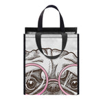 Cute Pug With Glasses Print Insulated Lunch Tote