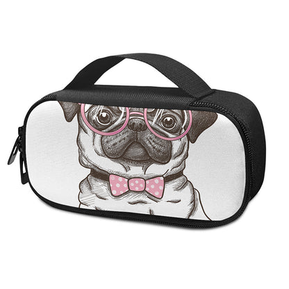 Cute Pug With Glasses Print Insulin Cooler Travel Case