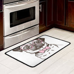 Cute Pug With Glasses Print Kitchen Mat