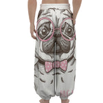 Cute Pug With Glasses Print Lantern Pants