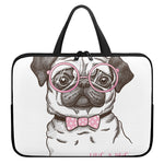 Cute Pug With Glasses Print Laptop Sleeve With Handle