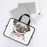 Cute Pug With Glasses Print Laptop Sleeve With Handle
