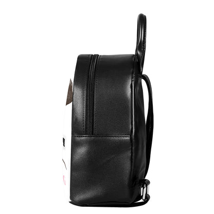 Cute Pug With Glasses Print Leather Backpack