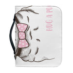 Cute Pug With Glasses Print Leather Bible Cover