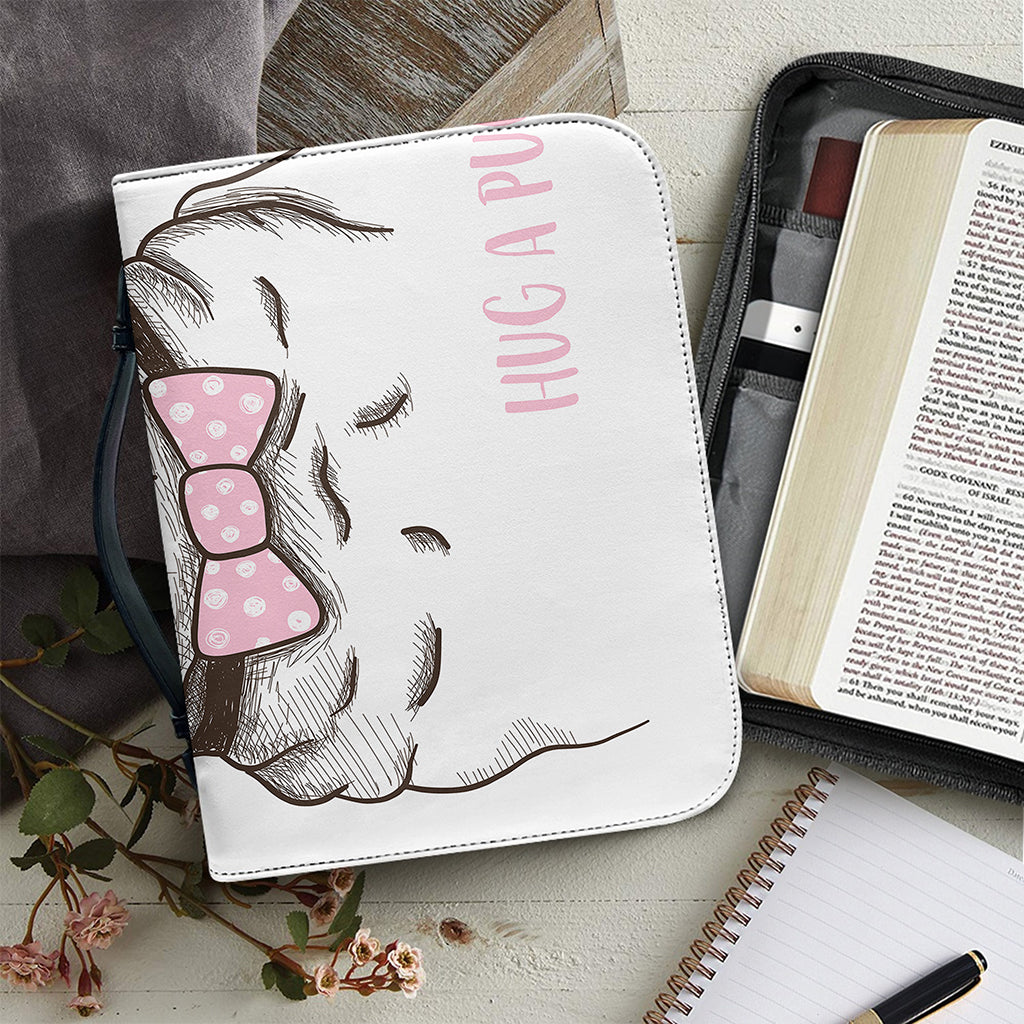 Cute Pug With Glasses Print Leather Bible Cover