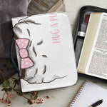 Cute Pug With Glasses Print Leather Bible Cover