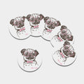 Cute Pug With Glasses Print Leather Coaster Set