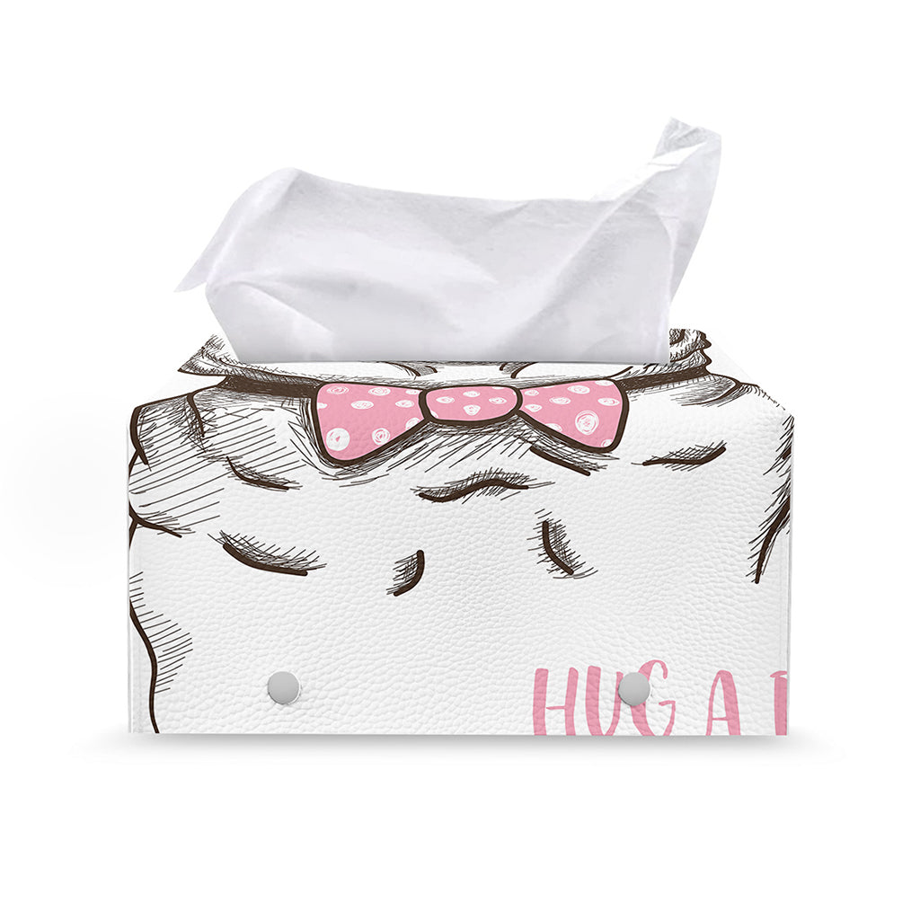 Cute Pug With Glasses Print Leather Tissue Box Cover