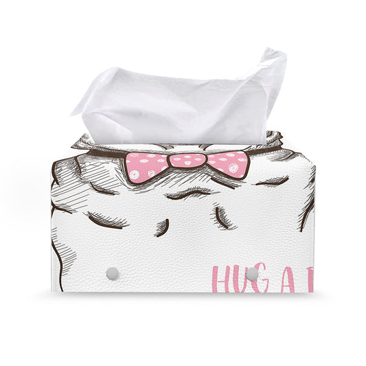 Cute Pug With Glasses Print Leather Tissue Box Cover