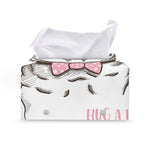 Cute Pug With Glasses Print Leather Tissue Box Cover