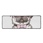 Cute Pug With Glasses Print Long Kitchen Mat