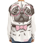 Cute Pug With Glasses Print Long Sleeve Baseball Jersey