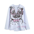 Cute Pug With Glasses Print Long Sleeve Short Coat