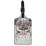 Cute Pug With Glasses Print Luggage Tag
