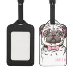 Cute Pug With Glasses Print Luggage Tag