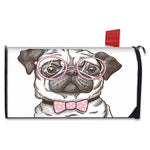 Cute Pug With Glasses Print Mailbox Cover