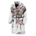 Cute Pug With Glasses Print Men's Bathrobe