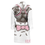 Cute Pug With Glasses Print Men's Bathrobe