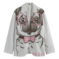 Cute Pug With Glasses Print Men's Blazer
