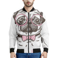 Cute Pug With Glasses Print Men's Bomber Jacket