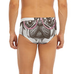 Cute Pug With Glasses Print Men's Briefs